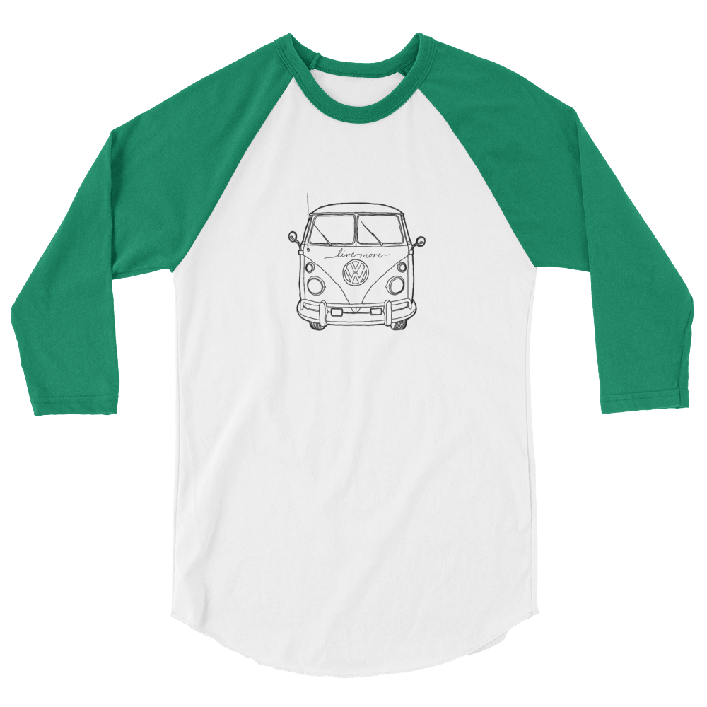 Live More Travel Bus 3/4 sleeve raglan shirt