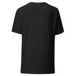 LiveMoreTV Haunted House Tee in Black Heather, back view