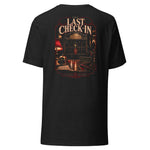 Hotel LiveMoreTV Tee — Black Heather — back view