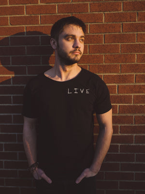 "LIVE" Raw Neck Tee - Live More