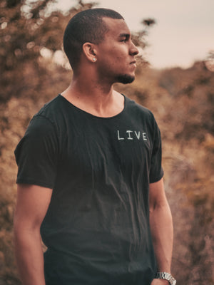 "LIVE" Raw Neck Tee - Live More