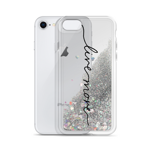 Live More Cursive Liquid Glitter Phone Case