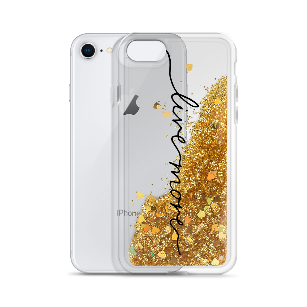 Live More Cursive Liquid Glitter Phone Case